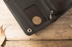 Cool Black Wristlet Wallet Leather Mens Long Wallet Long Wallet for Men