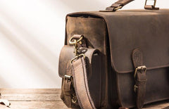 Coffee Vintage Leather Mens Camera Messenger Bag Crossbody Camera Bags for Men