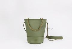Cute Leather Green Womens Mini Bucket Purse Handbag Barrel Shoulder Bag for Women