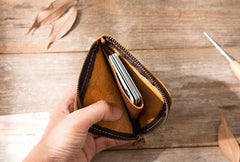 Cool Leather Mens Small Front Pocket Wallet Vintage billfold Wallets for Men