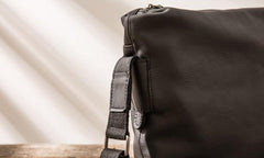 Small Cool Black Square Leather Mens Messenger Bags Shoulder Bags for Men
