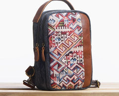 Folk Canvas Leather Mens Sling Bag Chest Bag One Shoulder Pack for men