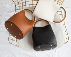 Cute Leather Womens Mini Bucket Handbag Crossbody Purse Barrel Shoulder Bag for Women