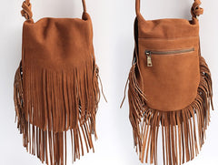 Handmade WOMENs LEATHER Tassels Shoulder Bag Vintage Crossbody Purse With tassels