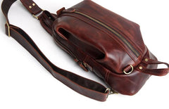 Cool Leather Mens Sling Bag Shoulder Sling Bag Chest Bag for men