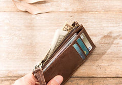 Cool Leather Mens Slim Front Pocket Wallet Small Wallets for Men