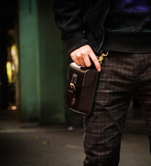 Leather Belt Pouches Mens Small Cases Waist Bag Hip Pack Belt Bag Fanny Pack Bumbag for Men