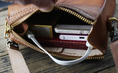 Handmade Vintage Brown Leather Mens Box Bag Shoulder Bag Messenger Bag for Men