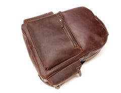 Vintage Coffee Mens Leather Backpack Travel Backpacks Laptop Backpack for men