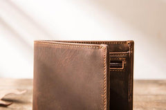 Vintage Leather Mens Small Wallets Bifold Slim billfold Wallet for Men