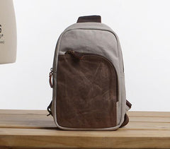 Cool Canvas Gray Mens Sling Bag Chest Bag One Shoulder Pack for men