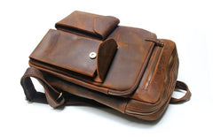 Cool Brown Leather Mens Backpack Travel Backpacks Laptop Backpack for men