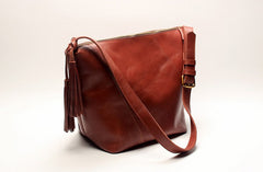 Vintage LEATHER WOMEN Bucket Bag SHOULDER BAG Purse with Tassel FOR WOMEN