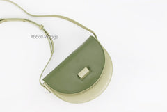 Cute Leather Red Green Womens Mini Saddle Purse Saddle Shoulder Bag for Women