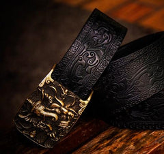 Handmade Cool Leather Mens Belt Leather Men Black Belts for Men