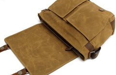 Mens Waxed Canvas Side Bag Canvas Messenger Courier Bag Shoulder Bag for Men