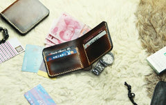 Vintage Leather Mens Slim Small Wallet Leather Small Wallets billfold Wallet for Men