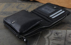 Genuine Leather Mens Cool billfold Punk Rock Leather Wallet Men Small Wallets Bifold for Men