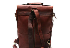 Red Brown Leather Mens Backpack Travel Backpacks Laptop Backpack for men