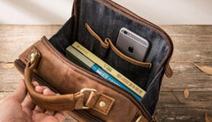 Cool Leather Brown Small Mens Messenger Bag Vintage Shoulder Bag  for Men