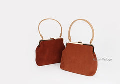 Vintage Leather Womens Frame Handbag Frame Purse Handbag for Women