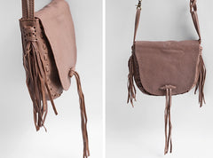 Stlyish WOMENs LEATHER Tassels Shoulder Bag Saddle Crossbody Purse With tassels
