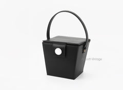 Cute Leather Black Womens Mini Box Purse Handbag Barrel Shoulder Bag for Women