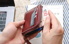 Leather Mens Front Pocket Wallets Small Slim Wallet billfold Card Wallet Change Wallet for Men
