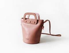 Cute Leather Pink Womens Mini Bucket Purse Handbag Barrel Shoulder Bag for Women
