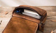 Cool Leather Mens Small Side Bag Messenger Bags Shoulder Bags for Men