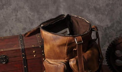 Cool Brown Leather Mens Backpack Large Brown Travel Backpack Hiking Backpack for men