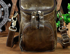 Leather Mens Cell Phone Holster Belt Pouch Waist Bag Mens Side Bag Shoulder Bag for Men