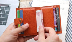 Leather Mens Front Pocket Wallet Card Wallet Small Slim Wallet Change Wallet for Men