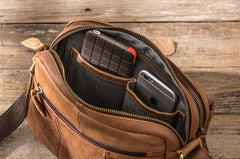 Cool Small Leather Mens Messengers Bag Shoulder Bag for Men