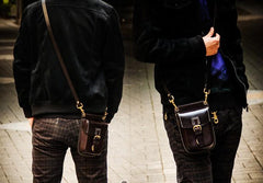Leather Belt Pouches Mens Small Cases Waist Bag Hip Pack Belt Bag Fanny Pack Bumbag for Men