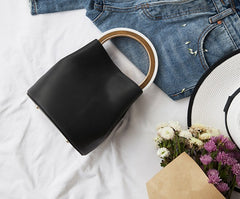 Cute Leather Womens Mini Bucket Handbag Crossbody Purse Barrel Shoulder Bag for Women