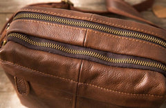 Cool Small Leather Black Mens Messenger Bags Shoulder Bags  for Men