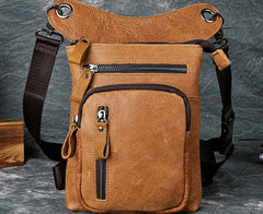 Cool Leather Mens Drop Leg Bag Belt Pouch Waist Bag Shoulder Bag for Men