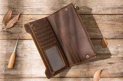 Vintage Cool Mens long Wallet Leather Wallet Long Wallet for Men