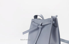 Stylish Leather Blue Womens Bucket Purse Crossbody Bag Barrel Shoulder Bag for Women