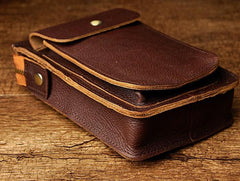 Mens Leather Small Belt Pouch Side Bag Waist Pouch COURIER BAG Holster Belt Case for Men