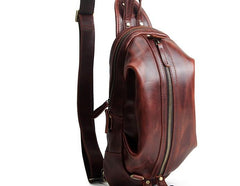 Cool Leather Mens Sling Bag Shoulder Sling Bag Chest Bag for men