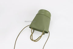 Cute Leather Green Womens Mini Bucket Purse Handbag Barrel Shoulder Bag for Women