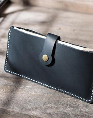 Handmade Leather Mens Clutch Wallet Cool Slim Leather Wallet Long Phone Wallets for Men
