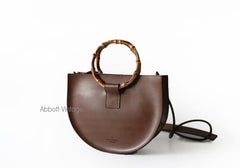 Stylish Leather Brown Womens Saddle Handbag Purse Saddle Shoulder Bag for Women