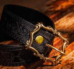 Handmade Black Leather Mens Belts Custom Cool Leather Men Belt for Men
