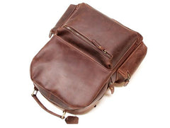 Vintage Coffee Mens Leather Backpack Travel Backpacks Laptop Backpack for men