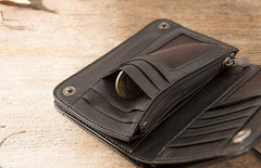 Cool Black Wristlet Wallet Leather Mens Long Wallet Long Wallet for Men