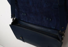 Blue Leather Mens Briefcase Messenger Bag Handbag Shoulder Bag for men