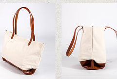 Handmade Genuine Leather Canvas Handbag Tote Large Shopper Bag Purse Handbag Shoulder Bag Purse For Women